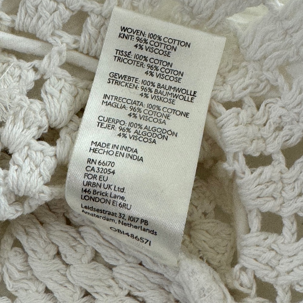 Free People Megan Crochet Knit Top Ivory Long Sleeve Peplum Blouse White Size S - Picture 10 of 14